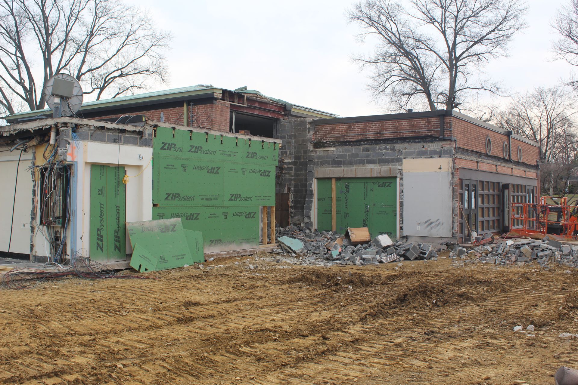 Front section of building has been demolished by Empire Services.