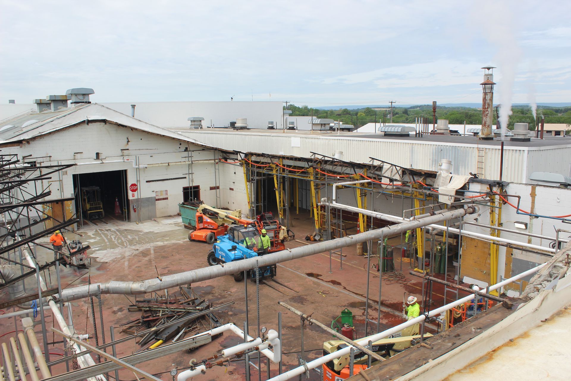Most of the roof has been demolished.