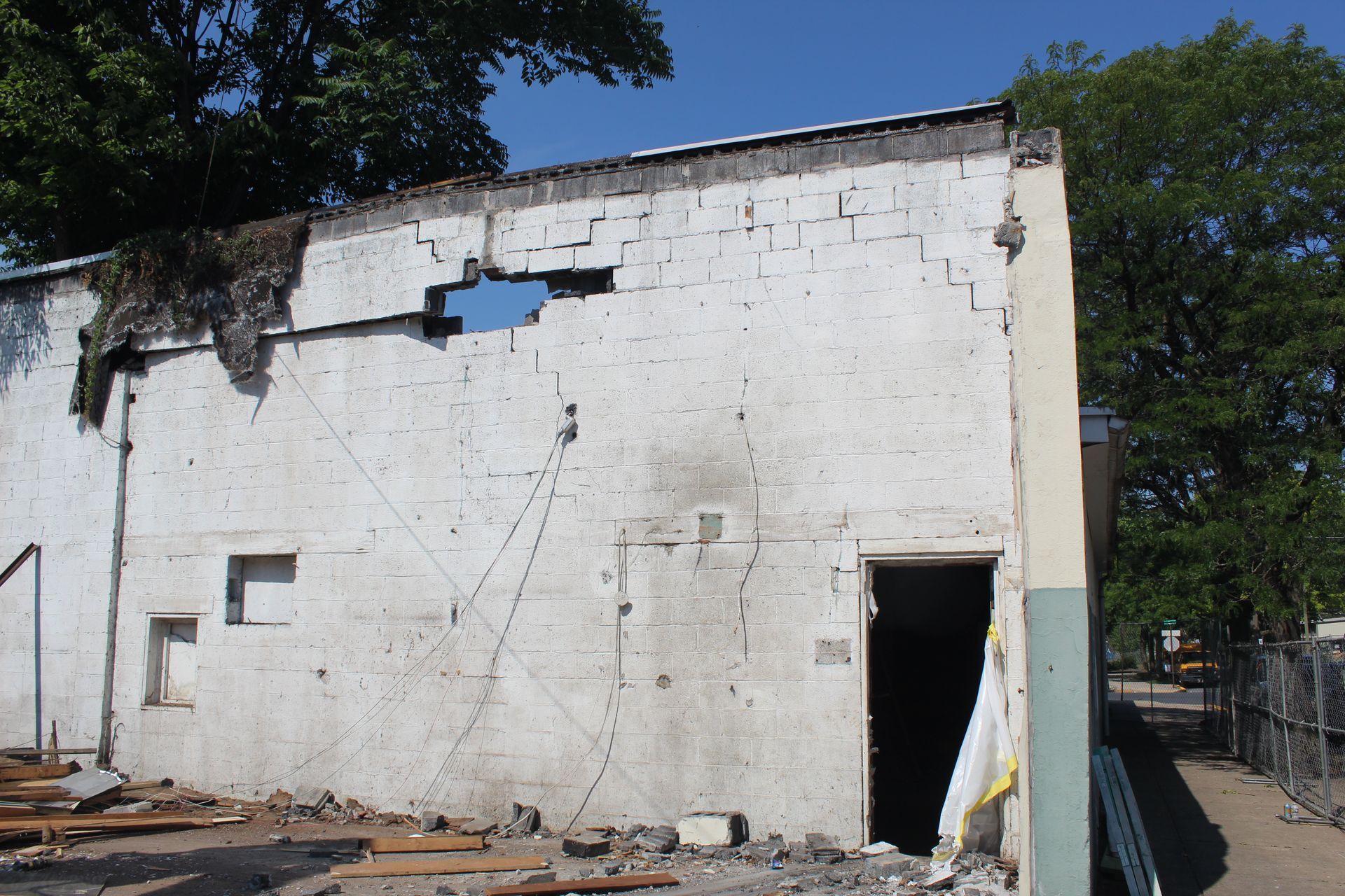 The high-bay garage has been demolished. 