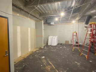The drop ceiling is removed. 