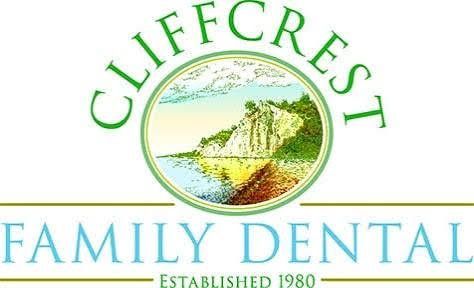Logo for Cliffcrest Family Dental showing a seaside cliff illustration with text, established 1980.