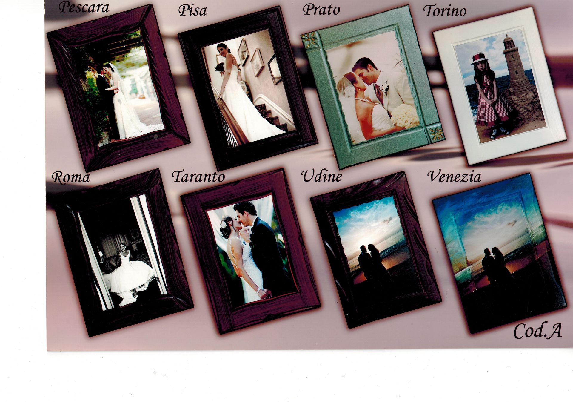 Un mucchio di cornici con la parola torino sopra