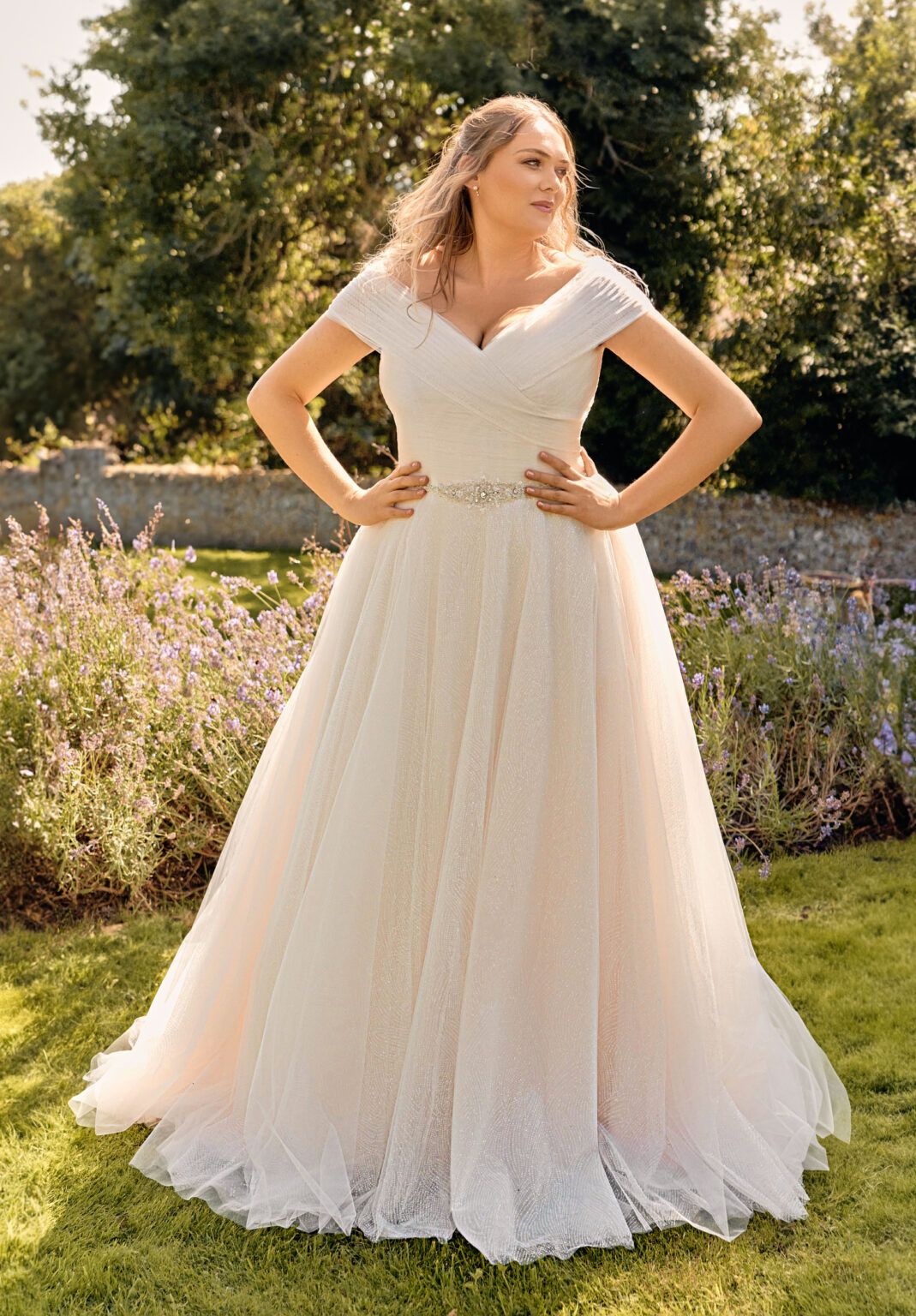 Phoenix  PH8211G Sparkle curves bardot lace up wedding dress