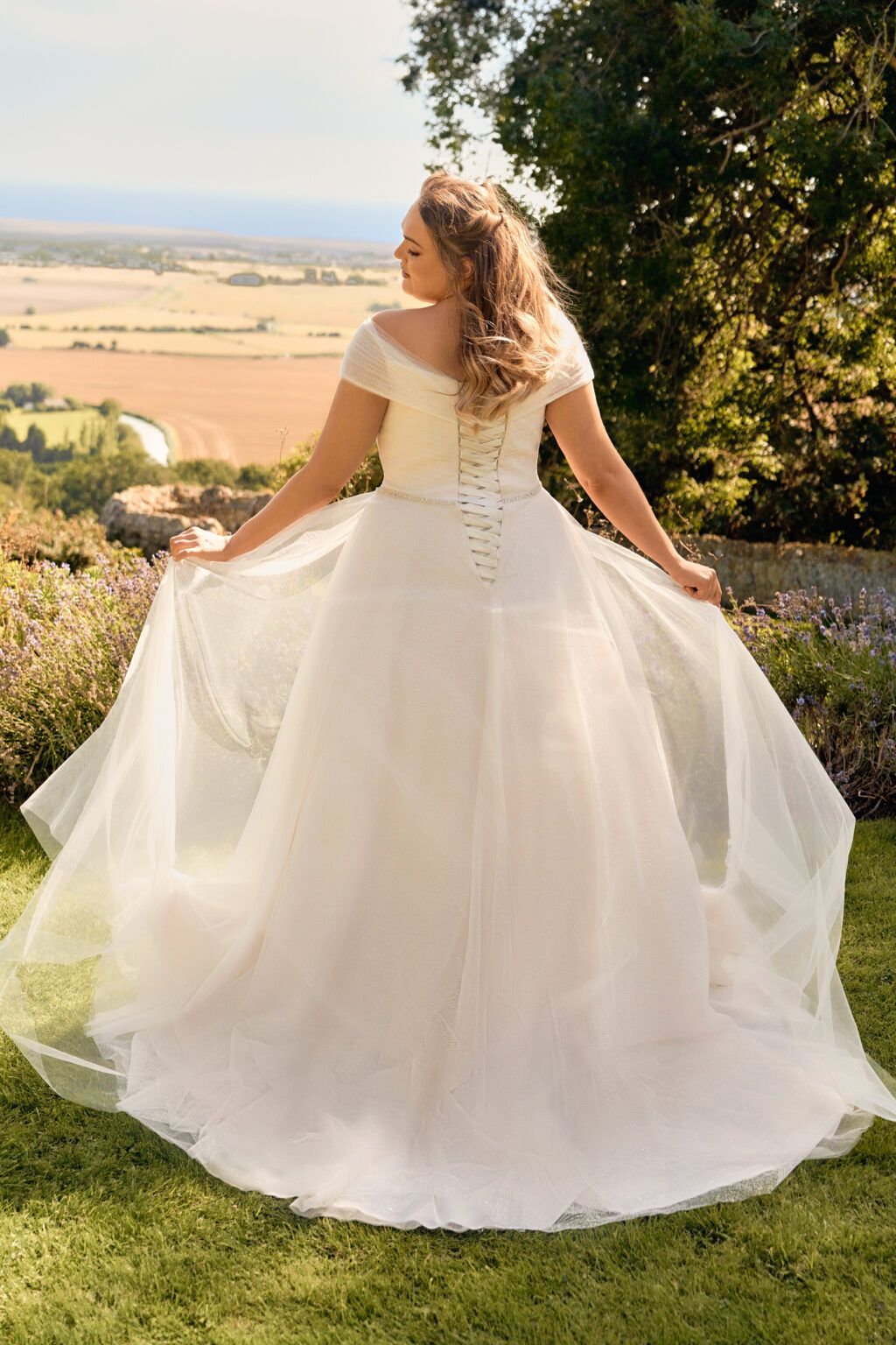 Phoenix 8211G sparkle curves bardot lace up wedding dress 
