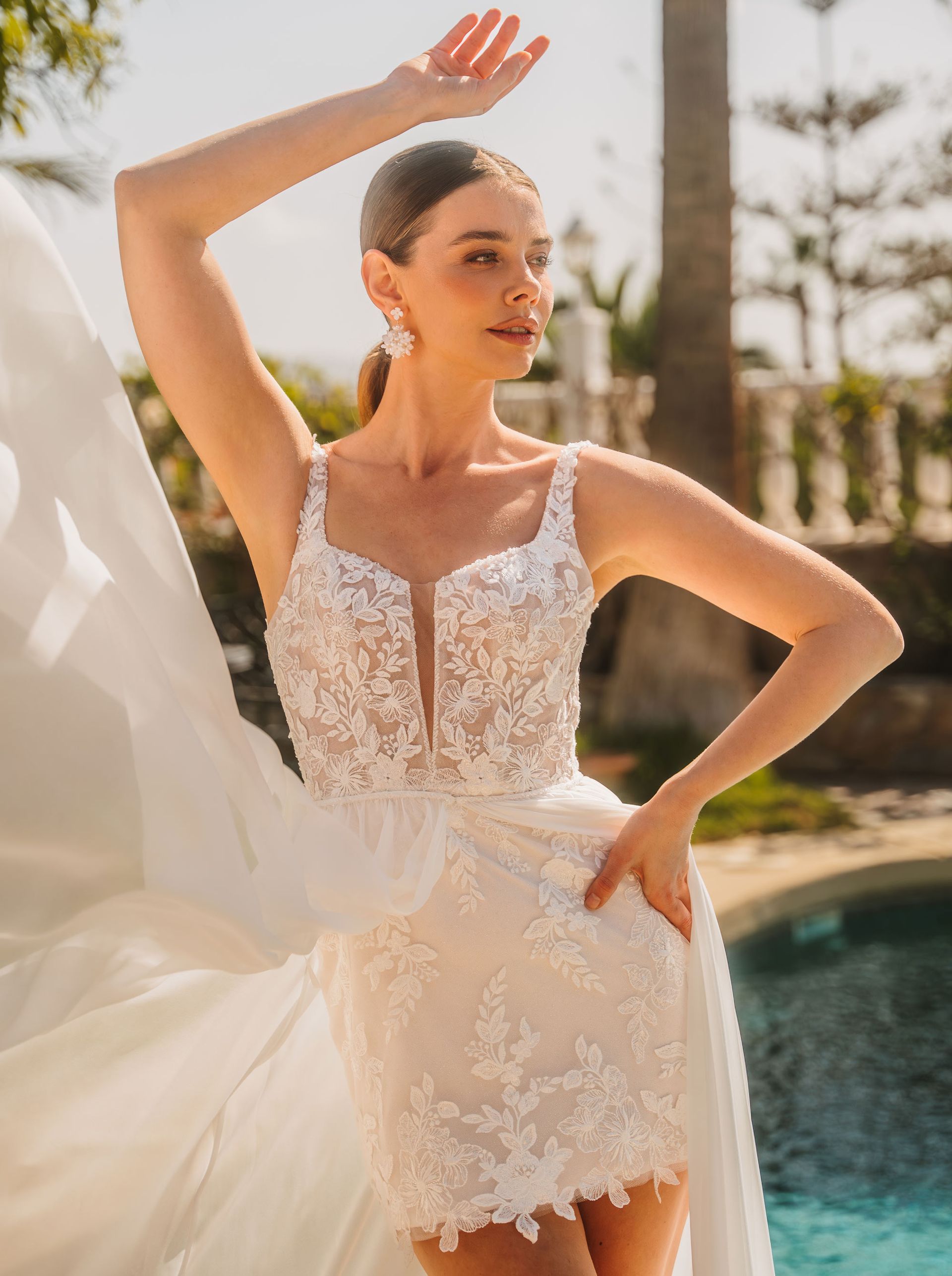 Diane Legrand 2624 Short wedding dress with overskirt 