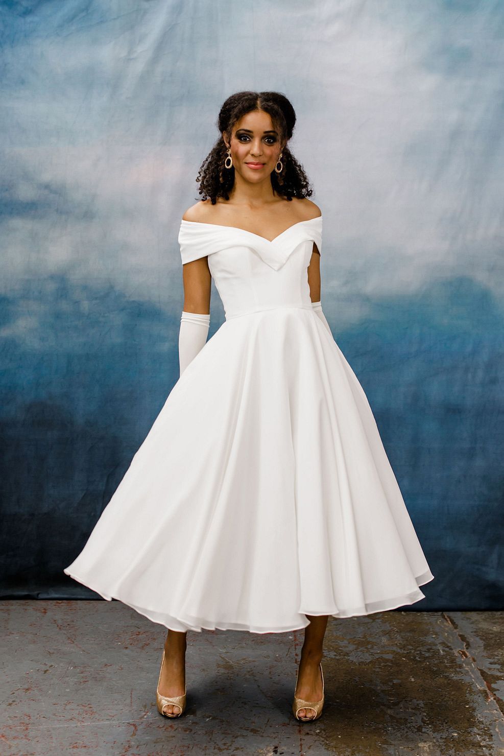 Tea-Length wedding dress, T-Length wedding dress, House of Nicholas wedding dress, Short wedding dress,