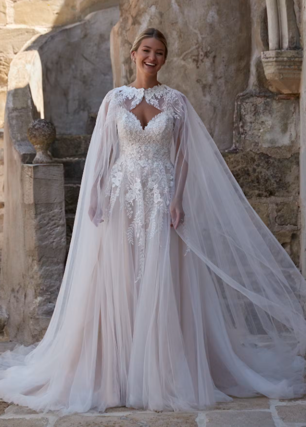 Romantica collections Annika with cape wedding dress