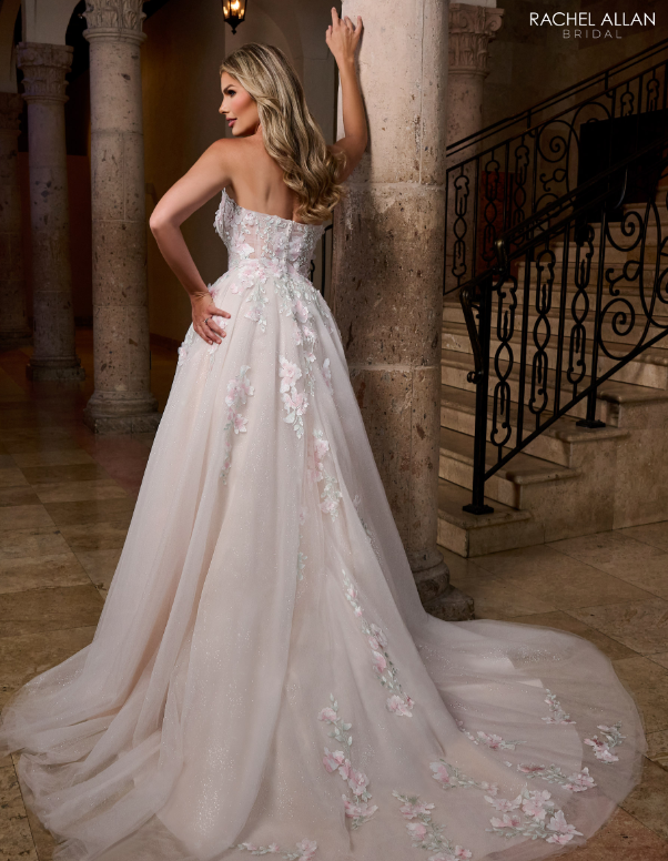 Rachel Allan Floral Blush Wedding Dress RB5084
