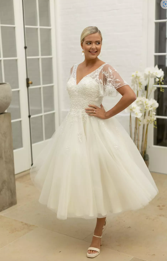 T-Length Wedding Dress, T-Length Wedding dress, Short Wedding dress