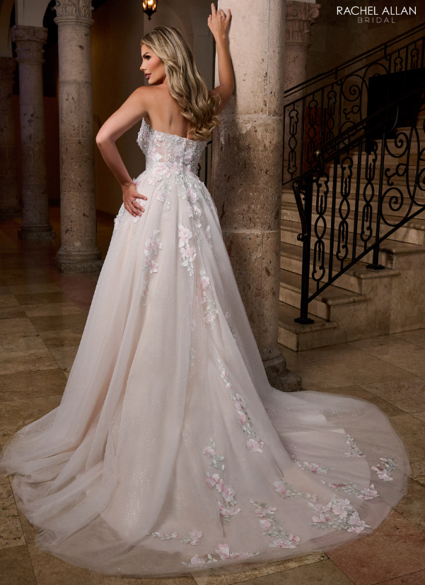Rachel Allan RB5084 Pink Floral wedding dress