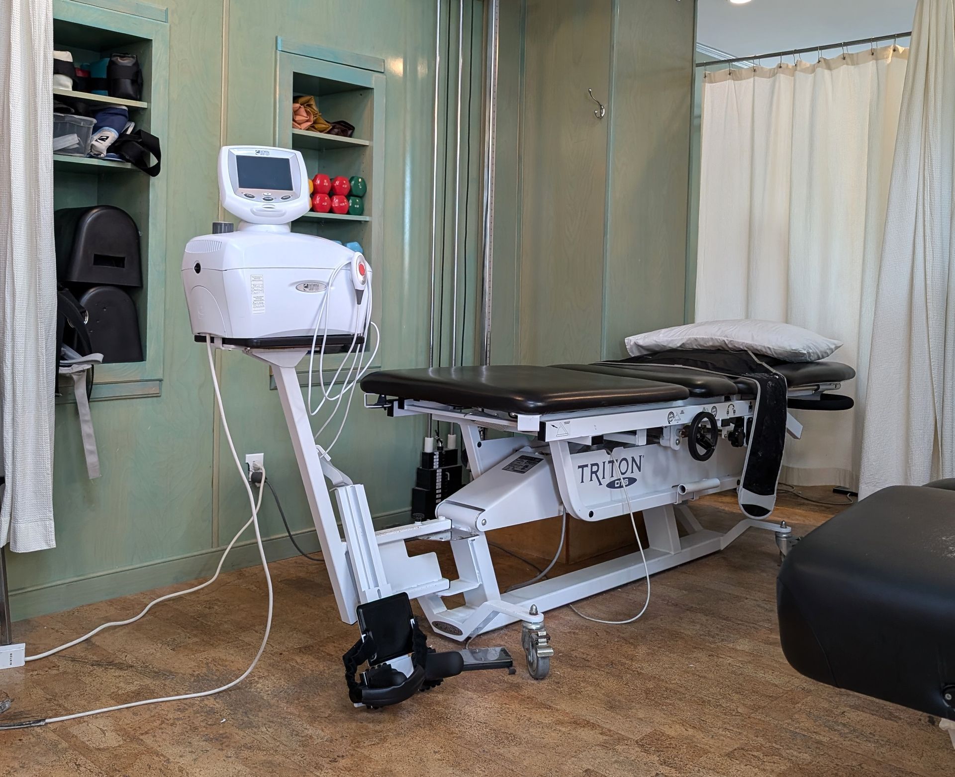 A man is wearing a posture corrector on his back.