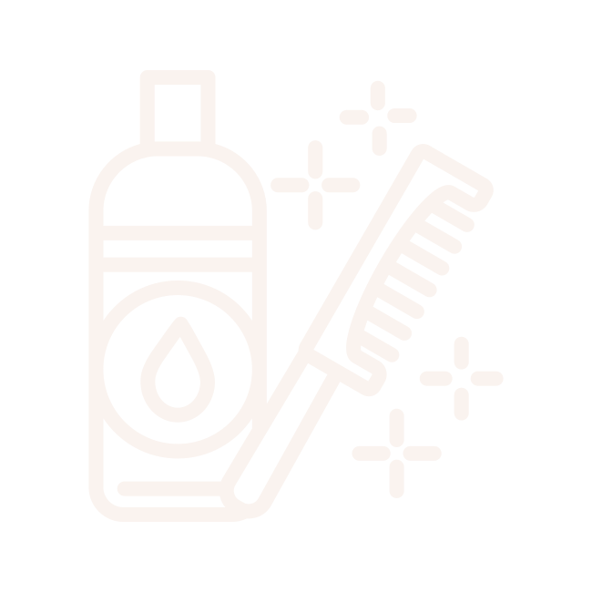 Bottle of hair product and comb with star sparkles.