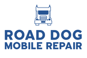 A logo for road dog mobile repair with a truck on it.