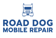 A logo for road dog mobile repair with a truck on it.
