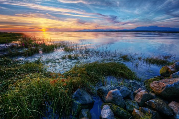 Sunset Over a Lake