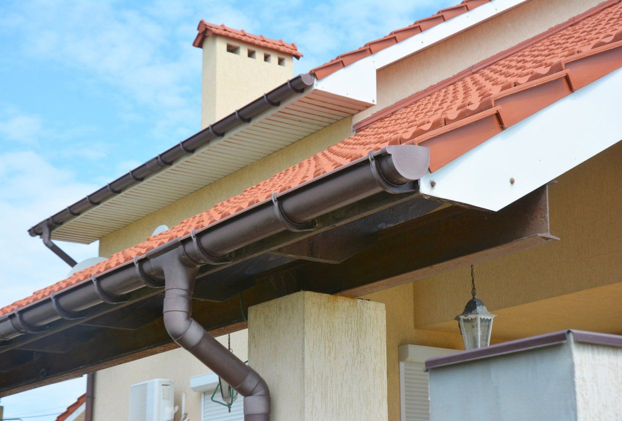 Close up on rain gutter pipeline system