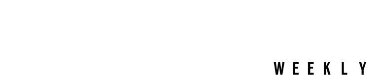 The word weekly is written in black on a white background.