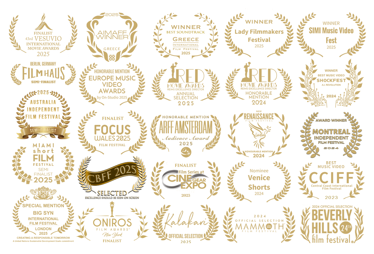 A set of gold laurel wreaths on a white background.