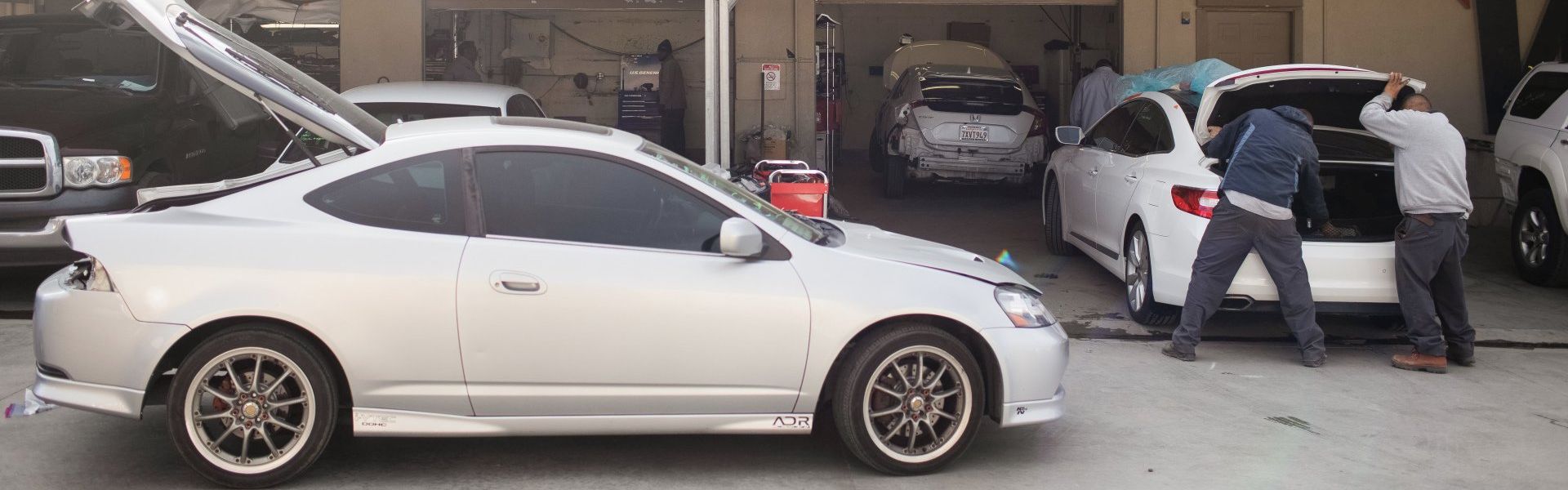 car ready for auto body repair estimate at Westside Body and Paint in Quartz Hill.