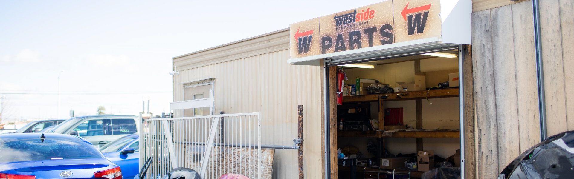 Westside Body and Paint in Quartz Hill has autoparts storage with OEM and aftermarket parts.