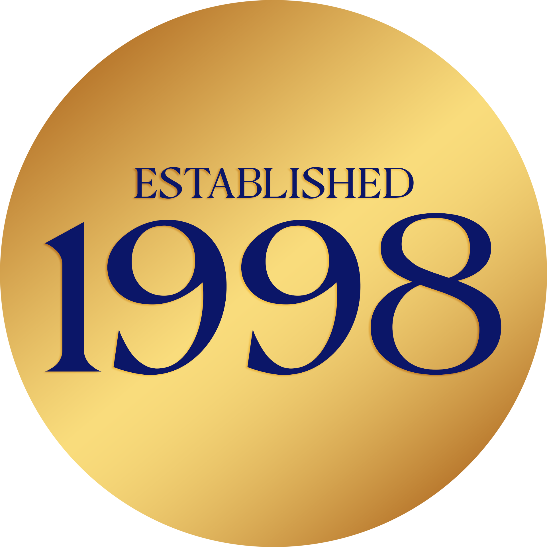 A gold circle with the year 1998 on it
