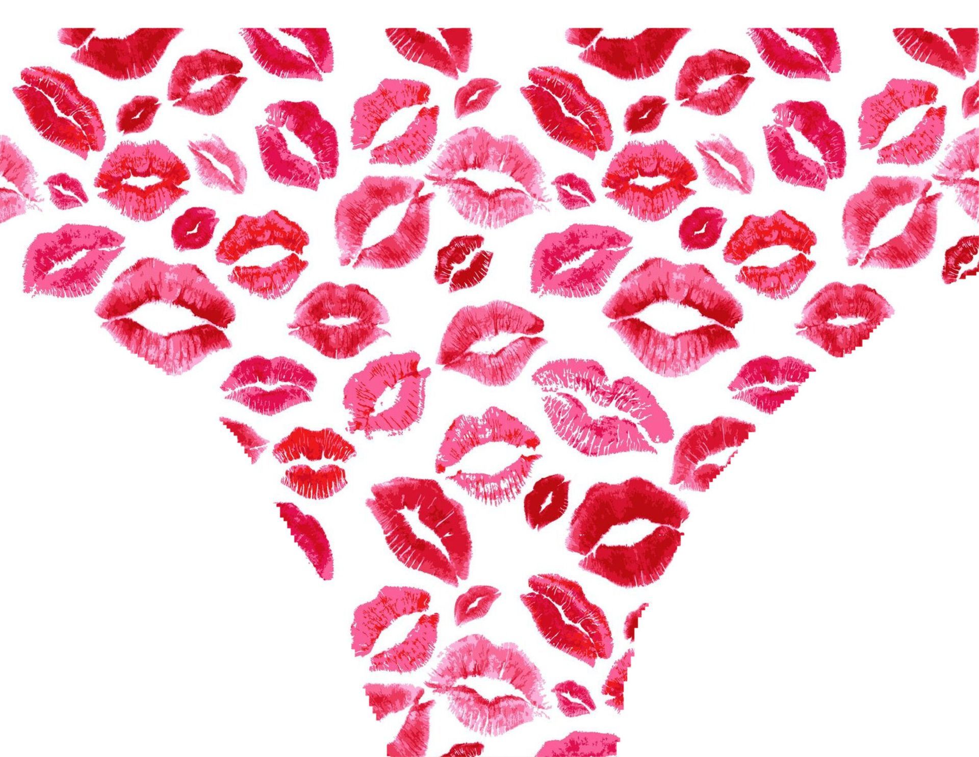 a heart made out of kisses on a white background