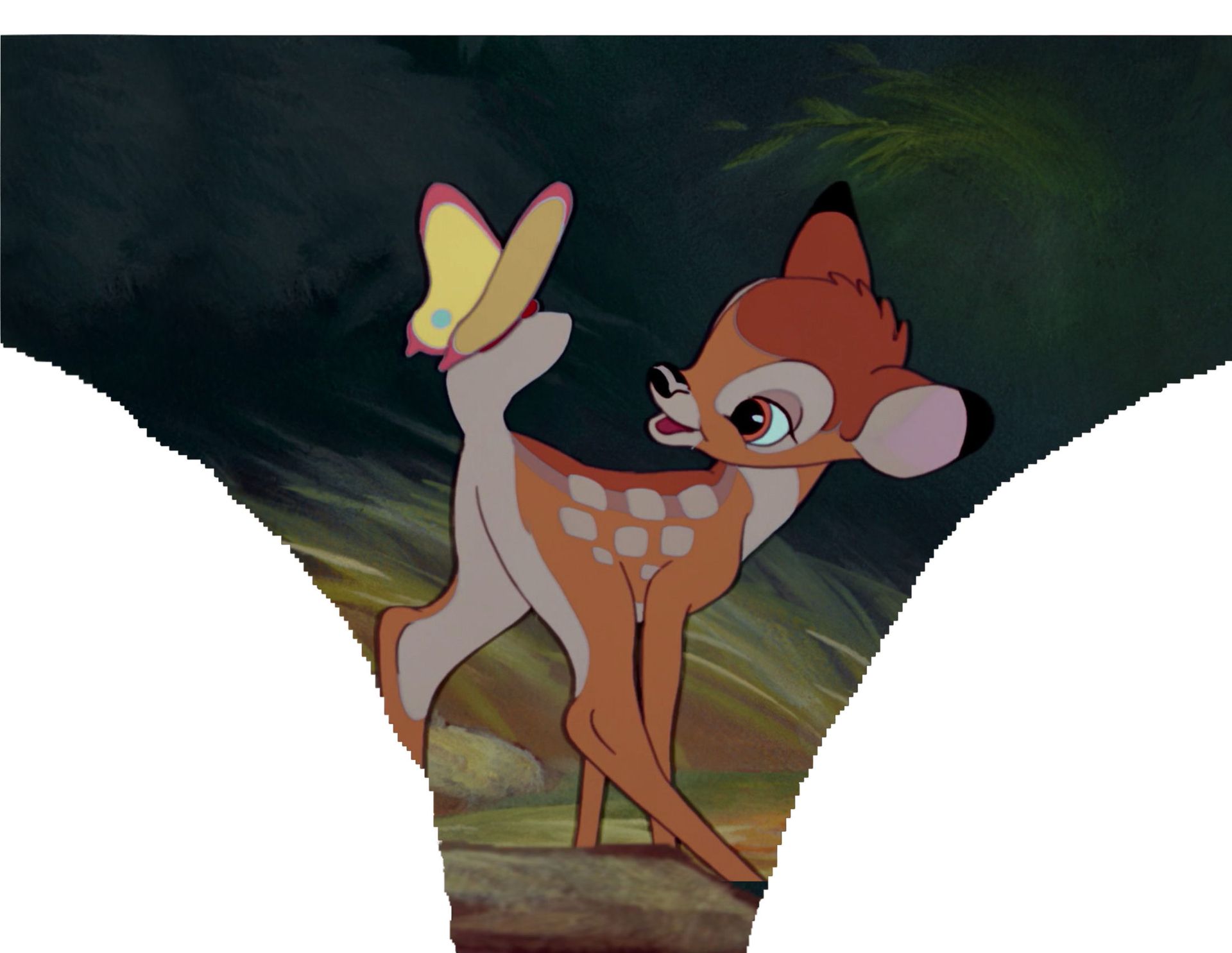a cartoon of a deer with a butterfly on its tail