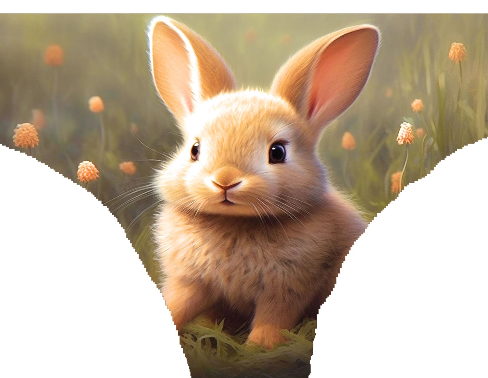 a bunny rabbit is sitting in the grass and looking at the camera .