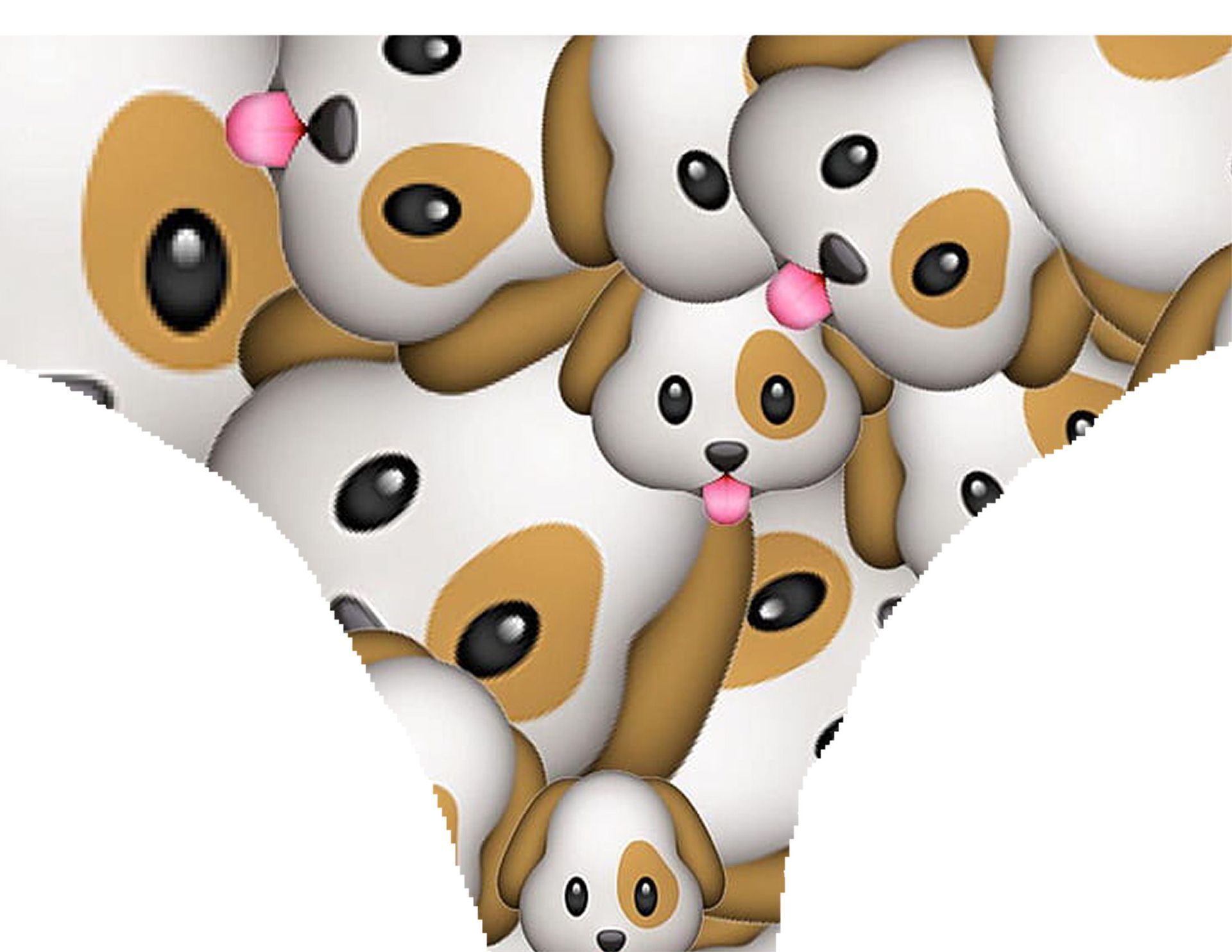 a triangle with a pattern of brown and white dogs on it