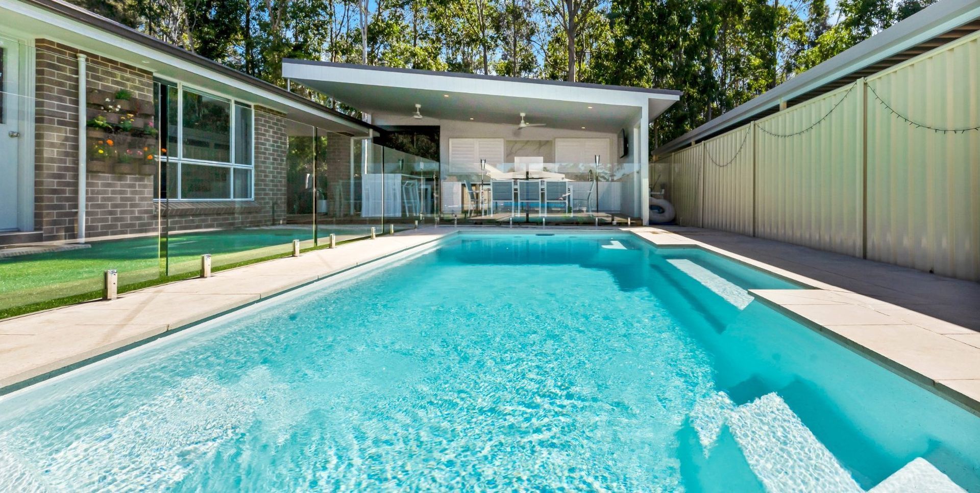 Large House With Swimming Pool In The Front — Swimming Pool in Port Stephens, NSW