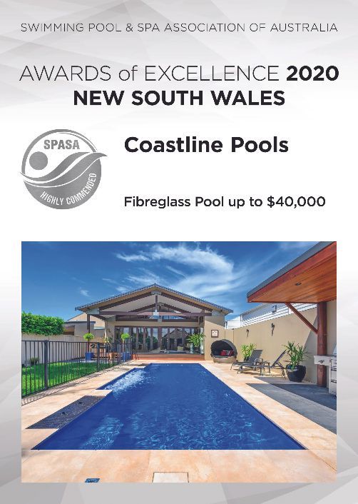 Awards Of Excellence 2020 New South Wales Coastline Pools Fibreglass Pool Up To $ 40,000 Highly Recommended — Pool Installation in Newcastle, NSW