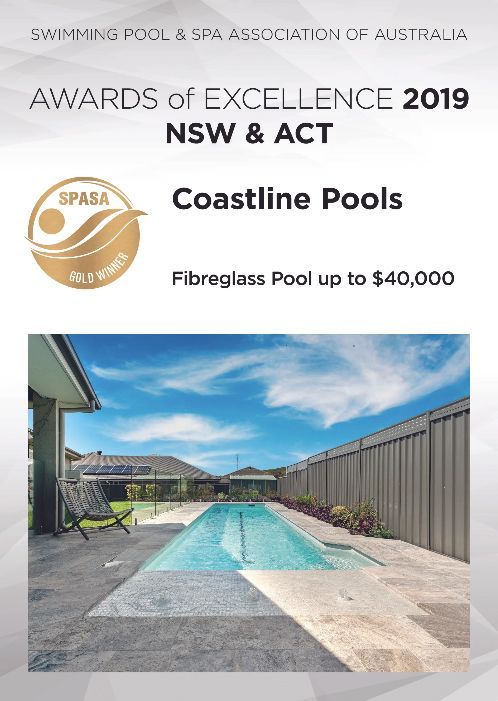 Awards Of Excellence 2019 Nsw & Act Coastline Pools Fibreglass Pool Up To $ 40,000 Gold Winner — Pool Installation in Newcastle, NSW