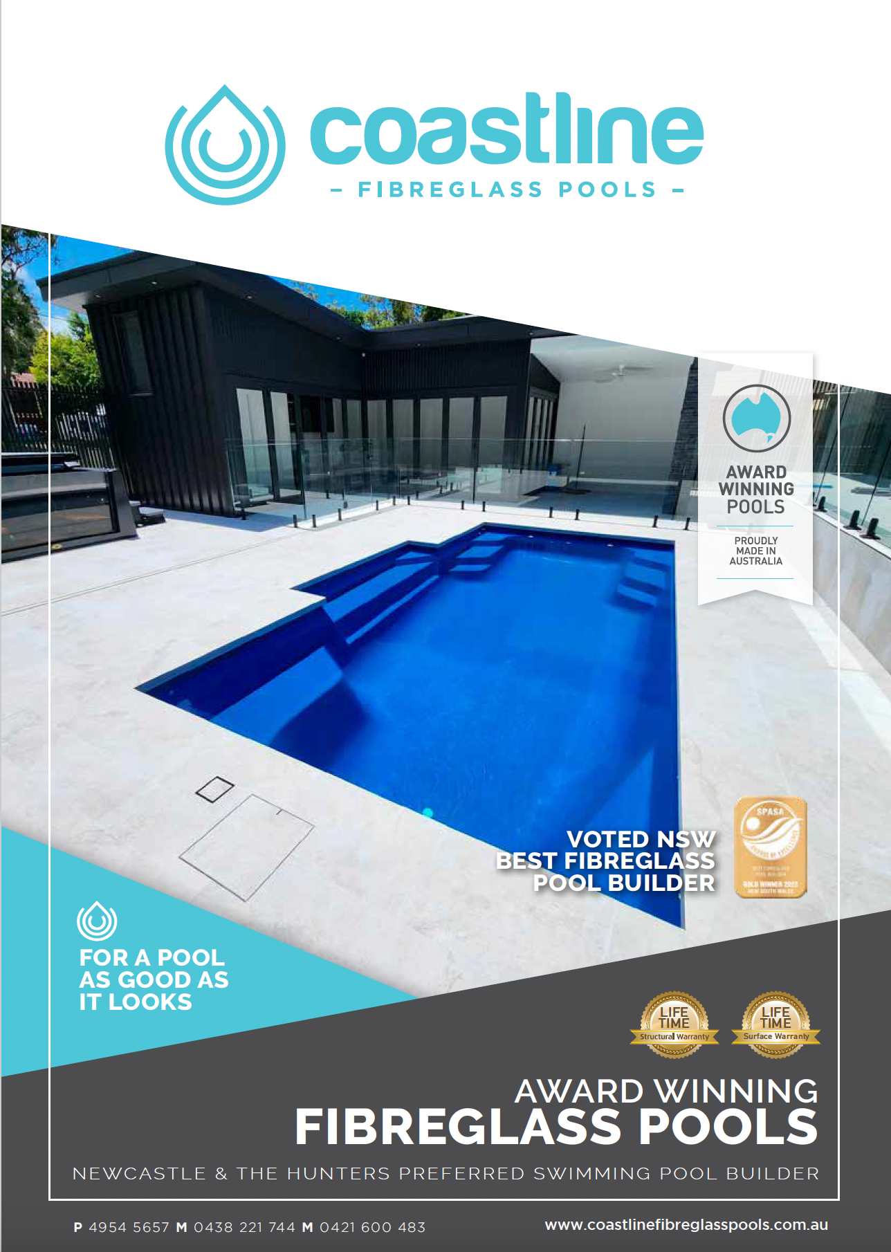 Coastline Pools & Spas Award Winning Fibreglass Pools — Pool Installation in Newcastle, NSW