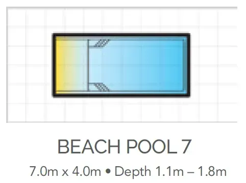 A Drawing Of A Swimming Pool With The Words Beach Pool 7 On It — Fibreglass Pools in Newcastle, NSW