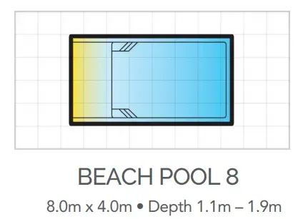A Drawing Of A Swimming Pool With The Words Beach Pool 8 On It — Fibreglass Pools in Newcastle, NSW