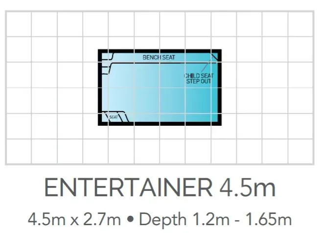 A Drawing Of A Swimming Pool With The Words Entertainer 4.5 On It — Fibreglass Pools in Newcastle, NSW