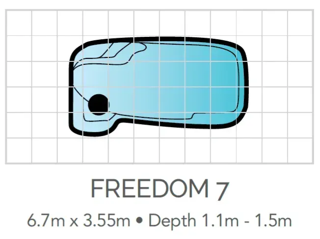 A Drawing Of A Swimming Pool With The Words Freedom 7 On It — Fibreglass Pools in Newcastle, NSW