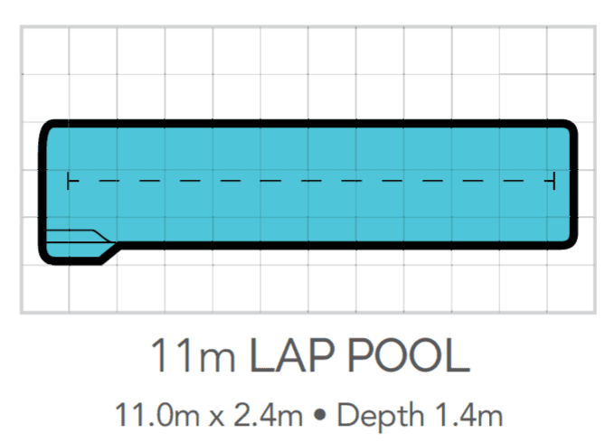 A Drawing Of A Lap Pool With A Depth Of 1.4m — Plunge Pools in Newcastle, NSW