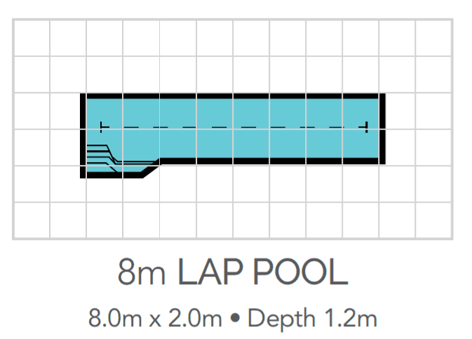 A Diagram Of An 8m Lap Pool With A Depth Of 1.2m — Plunge Pools in Newcastle, NSW