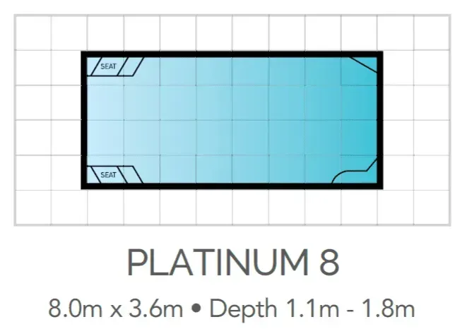 A Drawing Of A Swimming Pool With The Words Platinum 8 On It — Fibreglass Pools in Newcastle, NSW