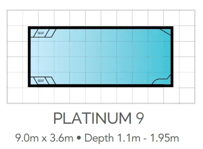 A Drawing Of A Swimming Pool With The Words Platinum 9 On It — Fibreglass Pools in Newcastle, NSW