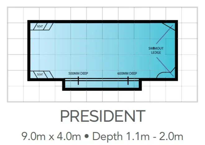 A Drawing Of A Swimming Pool With The Words President On It — Fibreglass Pools in Newcastle, NSW