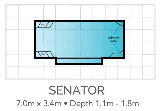 A Drawing Of A Swimming Pool With The Words Senator On It — Fibreglass Pools in Newcastle, NSW