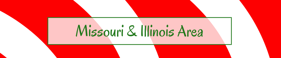 Red-and-white diagonal background with a centered label reading “Missouri & Illinois Area”