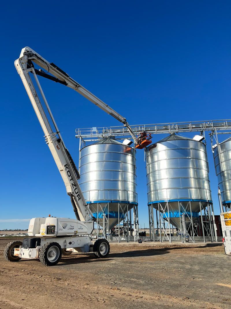 Kotzur Crane Equipment Used For Fixing Electrical On The Big Tanks — Rohr Electrical In Dubbo NSW