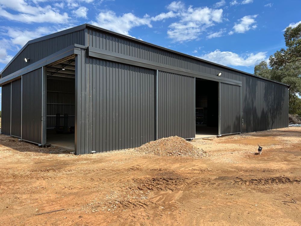 New Grey Shed Finish With Electrical Installation — Rohr Electrical In Dubbo NSW