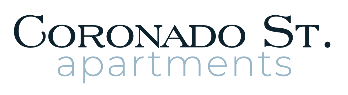 Coronada St. apartments logo in navy and gray.