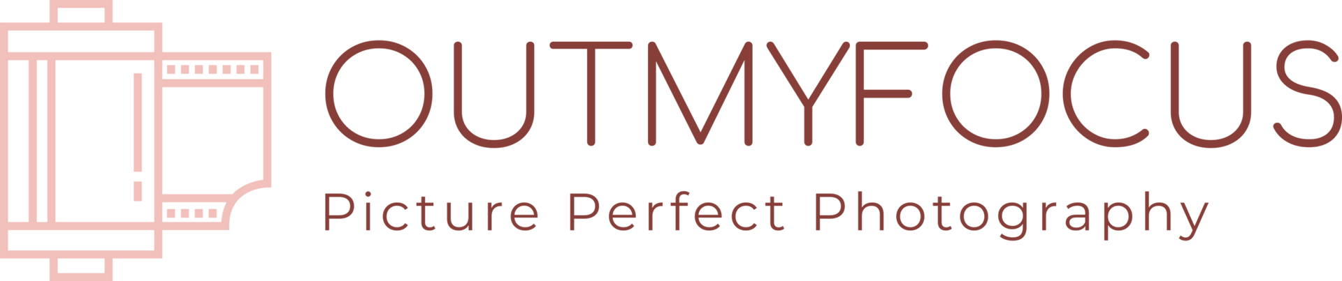 Logo of Out My Focus photography, featuring a film camera icon and text 