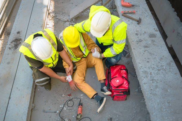 Construction worker has an accident at a construction site