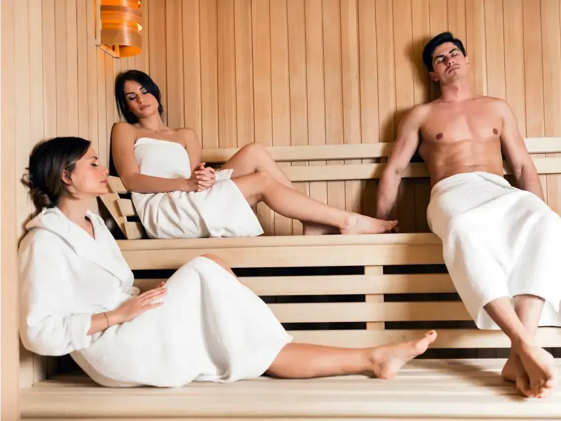 People enjoying a sauna